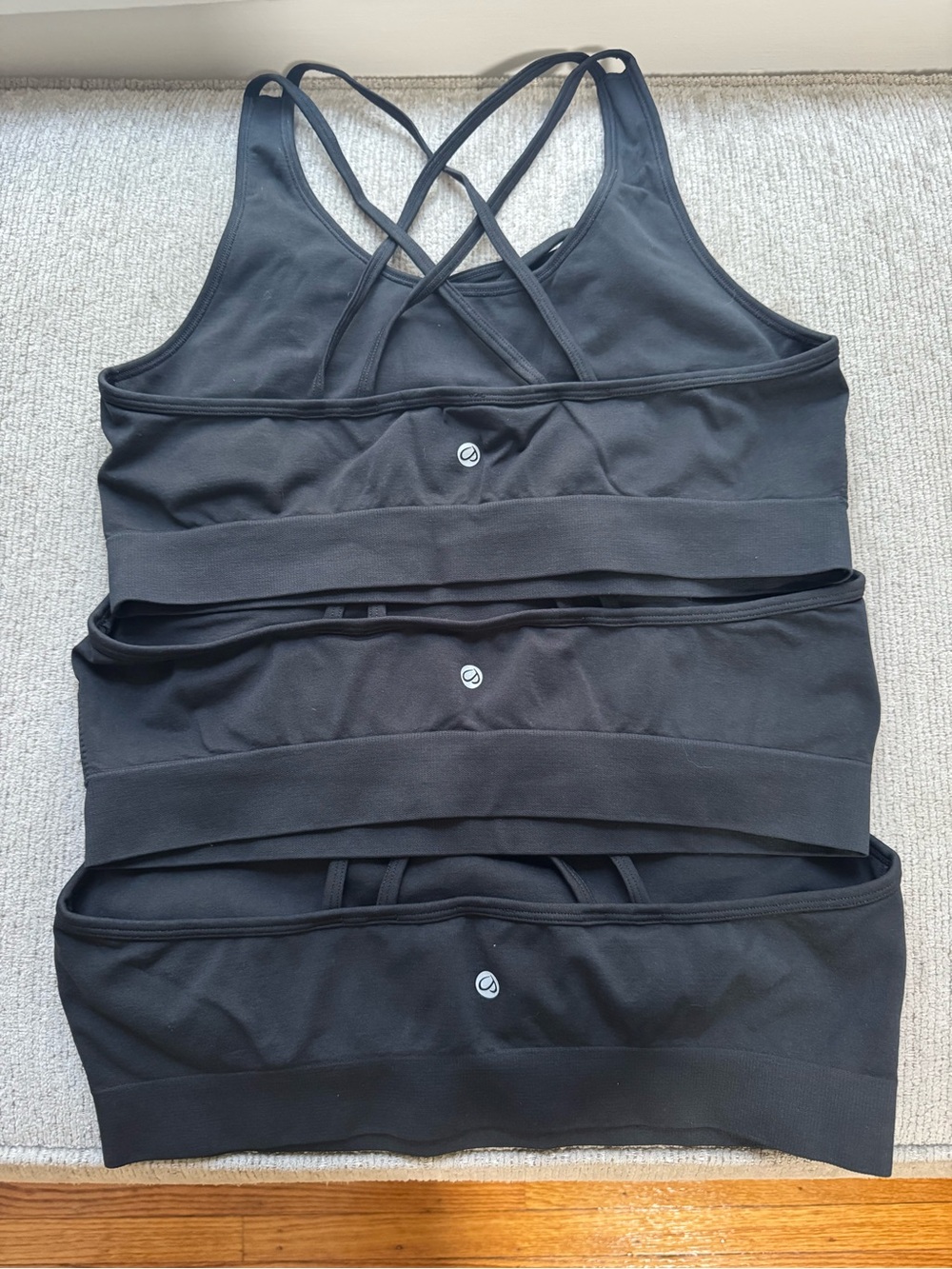 CRZ YOGA Black Strappy Crisscross Back Sports Bras - set of 3
